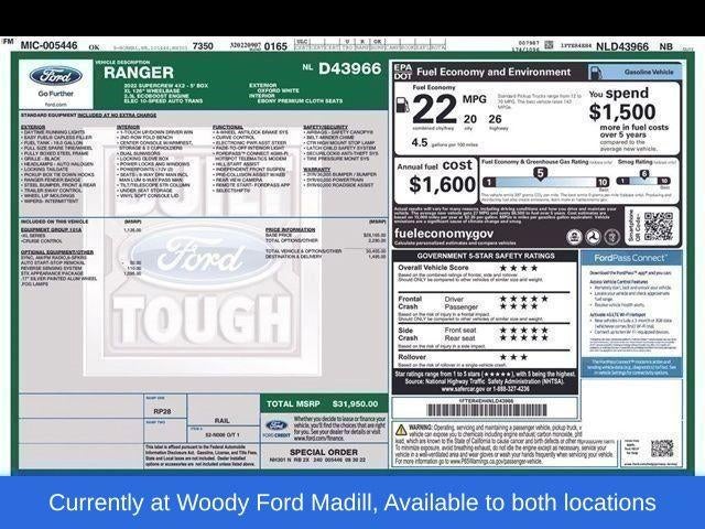 2022 Ford Ranger XL 2WD SuperCrew 5' Box