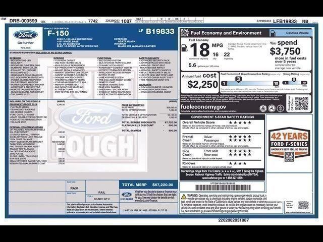 2020 Ford F-150 Platinum 4WD SuperCrew 5.5' Box