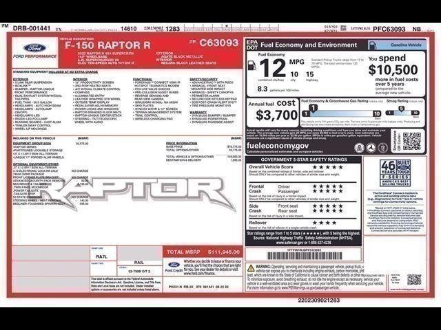 2023 Ford F-150 Raptor 4WD SuperCrew 5.5' Box
