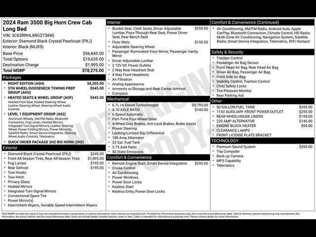 2024 RAM 3500 Big Horn 4x4 Crew Cab 8' Box