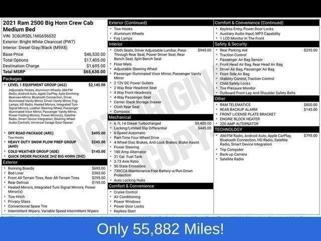 2021 RAM 2500 Big Horn 4x4 Crew Cab 6'4" Box