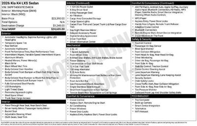 2026 Kia K4 LXS Sedan