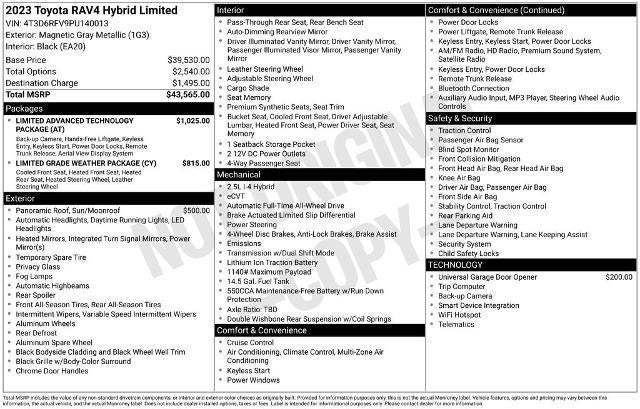 2023 Toyota RAV4 Hybrid Limited AWD (Natl)